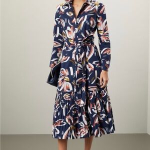 Shoshanna Tori Navy Floral Printed Dress